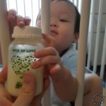 My boy enjoying his milk