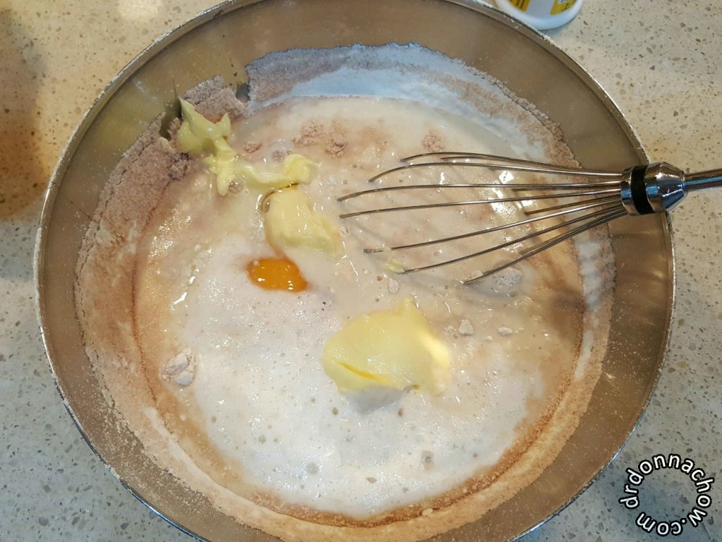 Mixing the ingredients in a mixing bowl