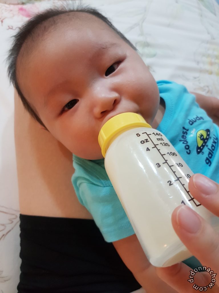 Enjoying breast milk from a bottle